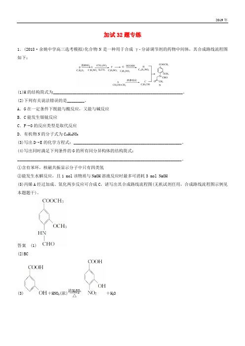 2020高考化学二轮增分策略 加试32题专练