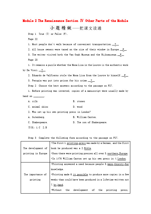 高中英语Module2TheRenaissanceSectionⅣOtherPartsoftheModule教学案外研版