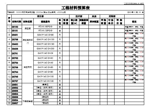 材料单模板