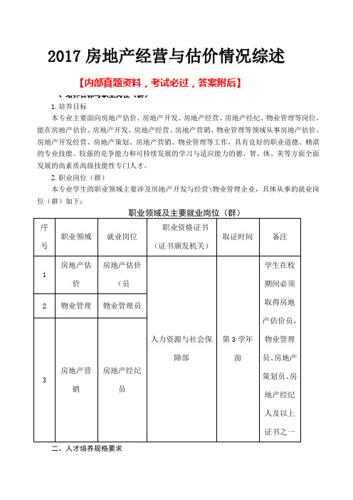 207房地产经营与估价情况综述