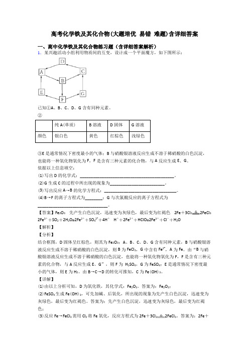 高考化学铁及其化合物(大题培优 易错 难题)含详细答案