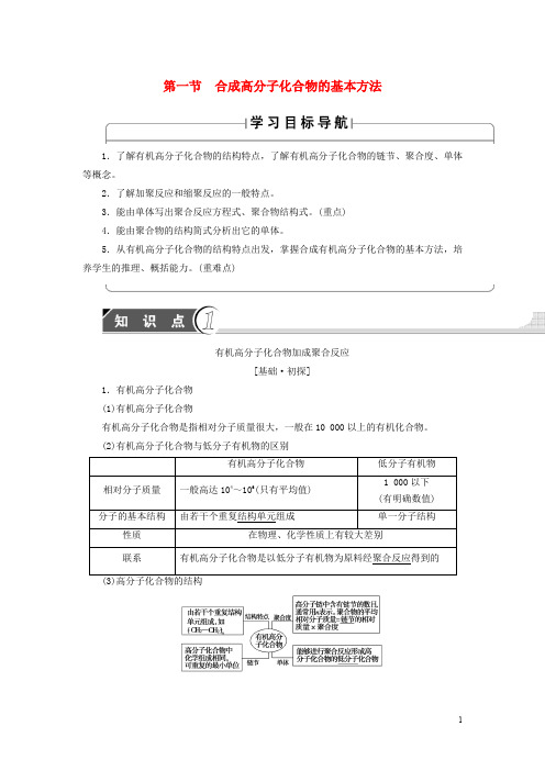 高中化学 第5章 进入合成有机高分子化合物的时代 第1节 合成高分子化合物的基本方法学案 新人教版选修5