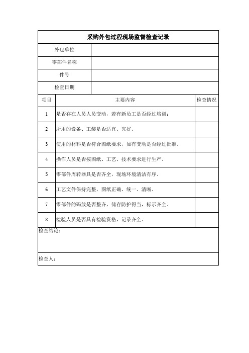 采购外包过程现场监督检查记录