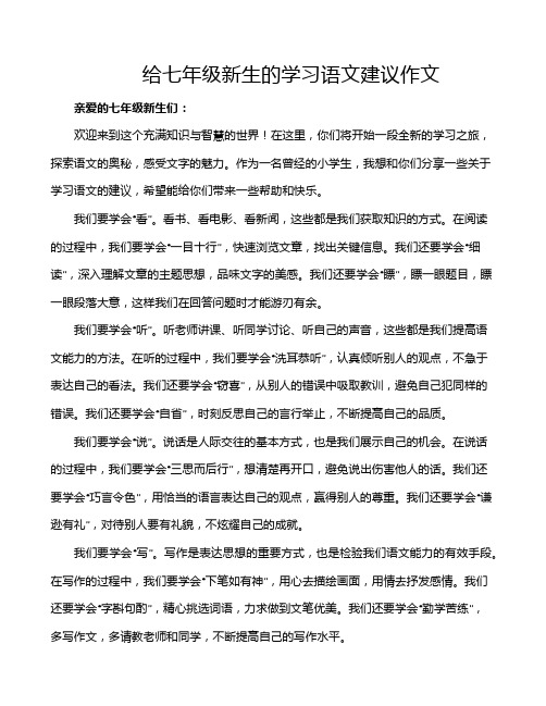 给七年级新生的学习语文建议作文