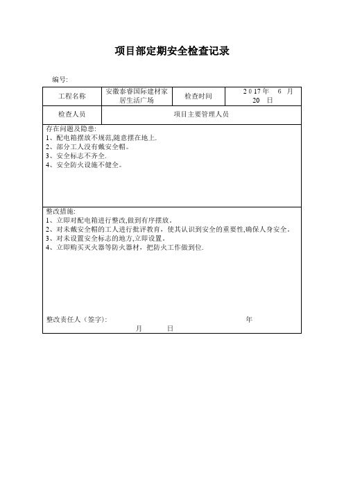 项目部定期安全检查记录【范本模板】