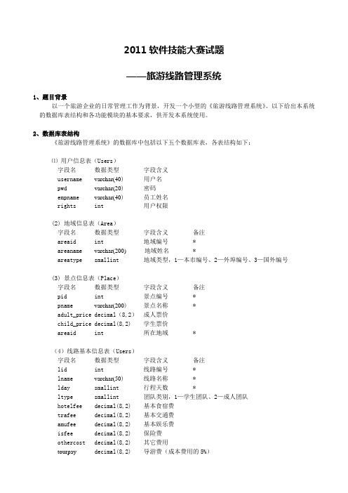 2011软件技能大赛试题