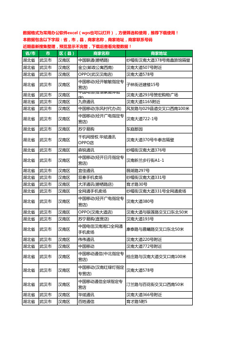 2020新版湖北省武汉市汉南区手机店工商企业公司商家名录名单联系电话号码地址大全28家