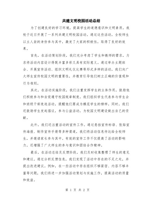 共建文明校园活动总结