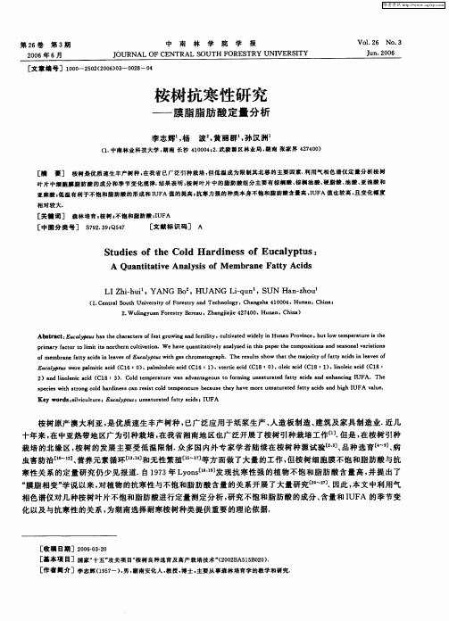 桉树抗寒性研究——膜脂脂肪酸定量分析