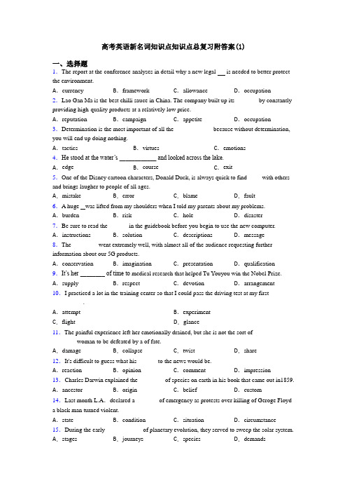 高考英语新名词知识点知识点总复习附答案(1)