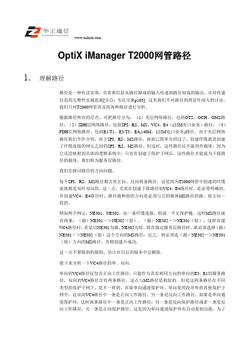 OptiX iManager T2000网管路径