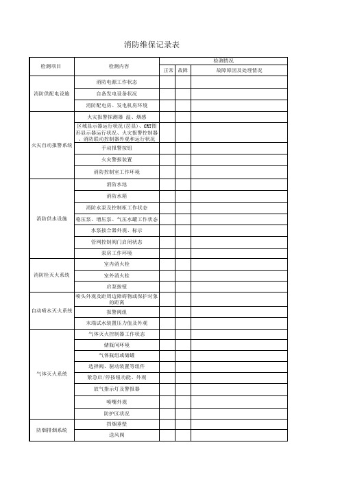 消防维保记录表格