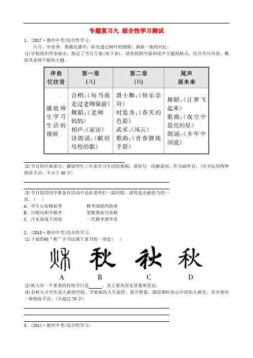 山东省中考语文专题复习九综合性学习测试45