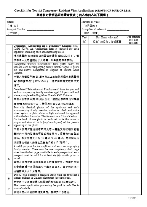 审核表(四人或四人以下团组)