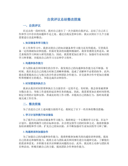 自我评议总结整改措施