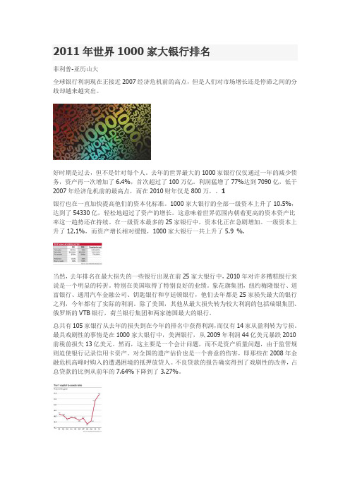 2011年世界1000家大银行排名