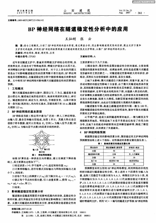 BP神经网络在隧道稳定性分析中的应用