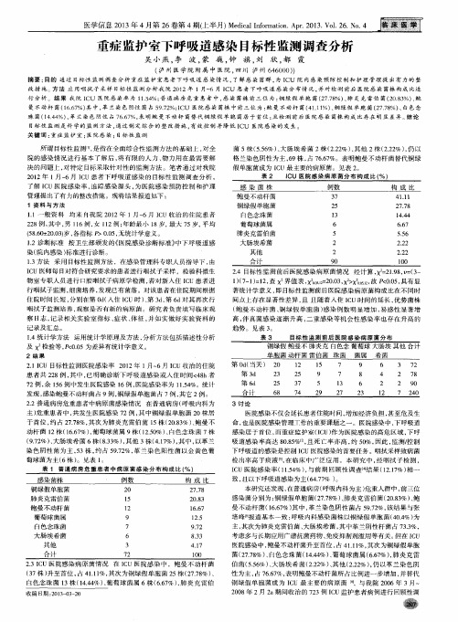 重症监护室下呼吸道感染目标性监测调查分析