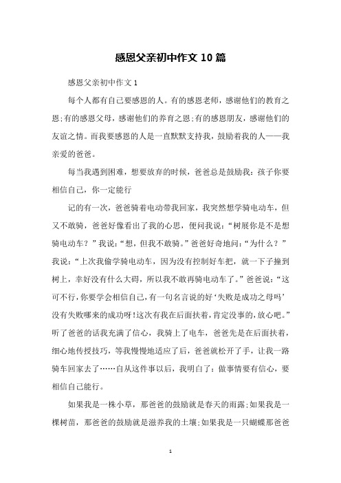 感恩父亲初中作文10篇