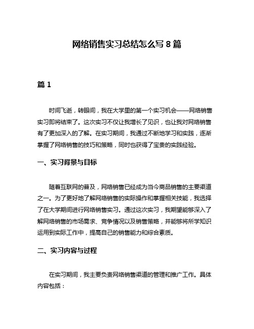 网络销售实习总结怎么写8篇