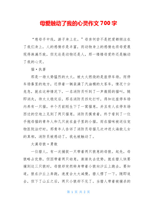 母爱触动了我的心灵作文700字