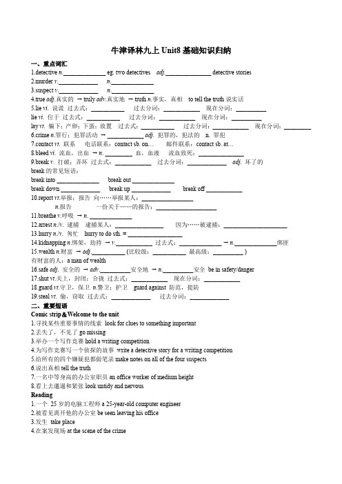 牛津译林九上Unit8基础知识归纳(精编版)