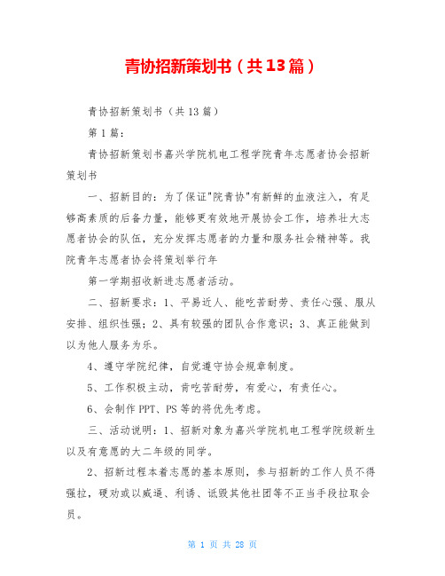 青协招新策划书(共13篇)