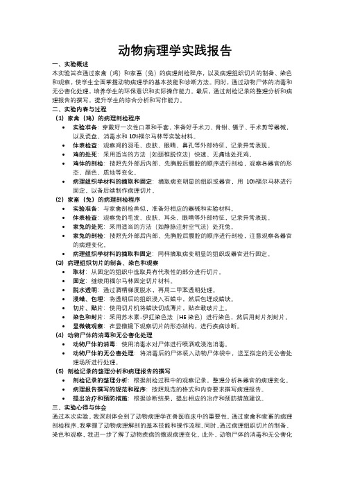 动物病理学实践报告