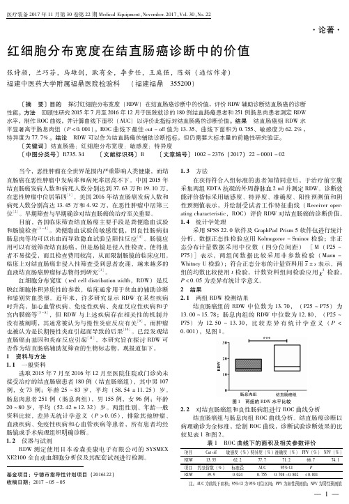 红细胞分布宽度在结直肠癌诊断中的价值