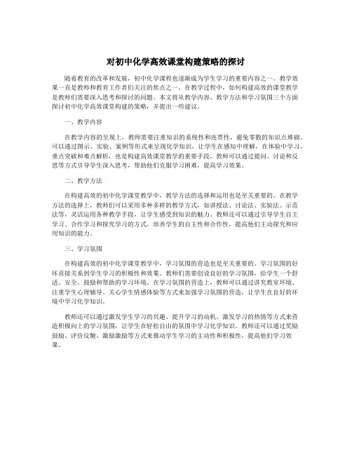 对初中化学高效课堂构建策略的探讨