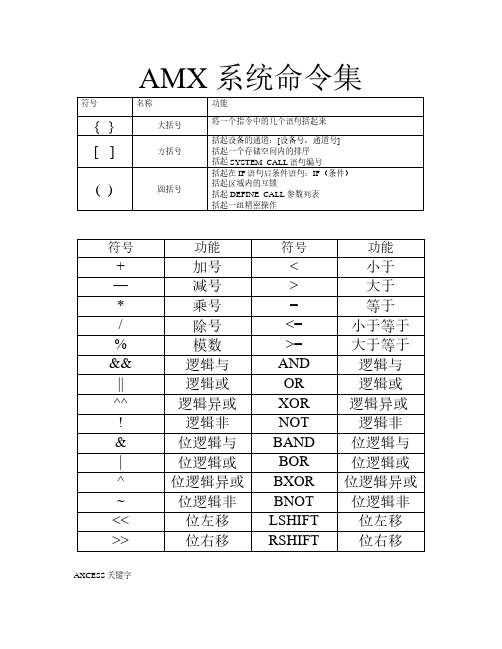 AMX编程命令集说明