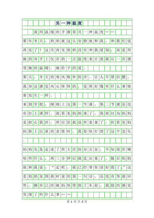 2019年另一种温度作文500字