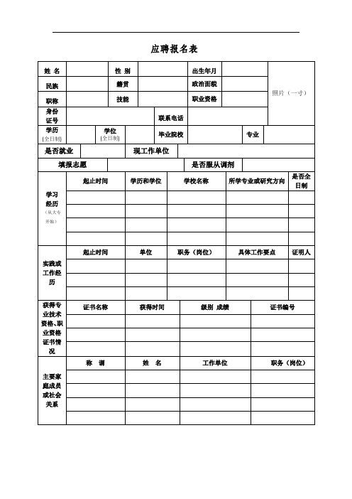 舟山市电力公司中层干部竞聘报名表