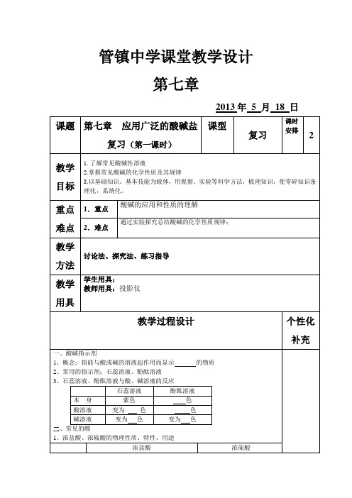 第七章 应用广泛的酸碱盐 课时一