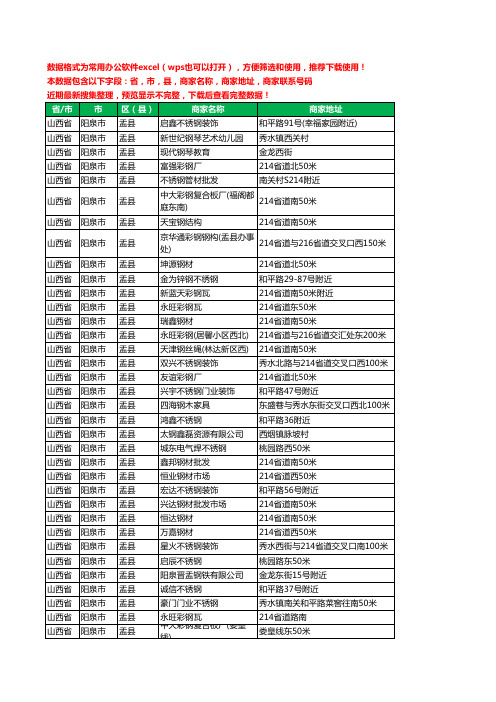 2020新版山西省阳泉市盂县钢材工商企业公司商家名录名单联系电话号码地址大全43家