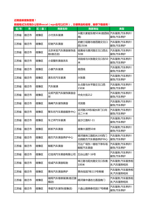 2020新版江苏省宿迁市宿豫区汽车装饰工商企业公司商家名录名单黄页联系方式大全59家