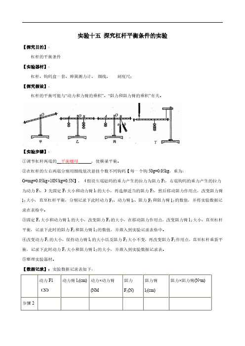 实验15 探究杠杆平衡条件的实验(解析版)