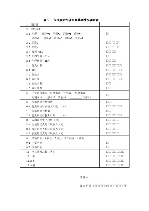 包虫病防治项目各种表格