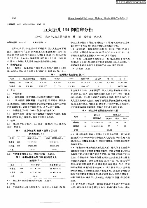 巨大胎儿164例临床分析