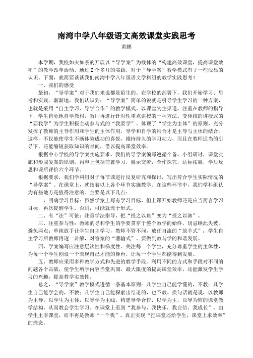 南湾中学八年级语文高效课堂实践思考