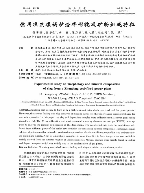 燃用准东煤锅炉渣样形貌及矿物组成特征