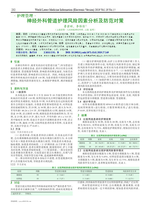 神经外科管道护理风险因素分析及防范对策