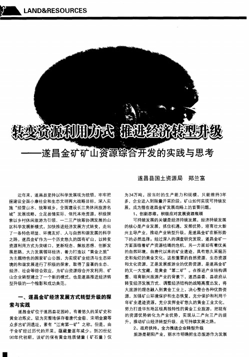 转变资源利用方式推进经济转型升级——遂昌金矿矿山资源综合开发的实践与思考