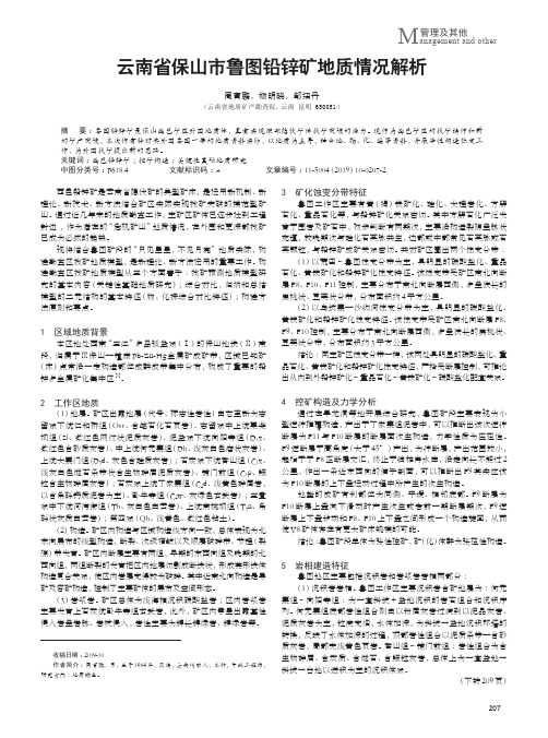 云南省保山市鲁图铅锌矿地质情况解析