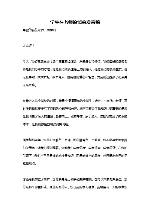 学生在老师追悼会发言稿