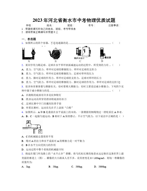 2023年河北省衡水市中考物理优质试题附解析