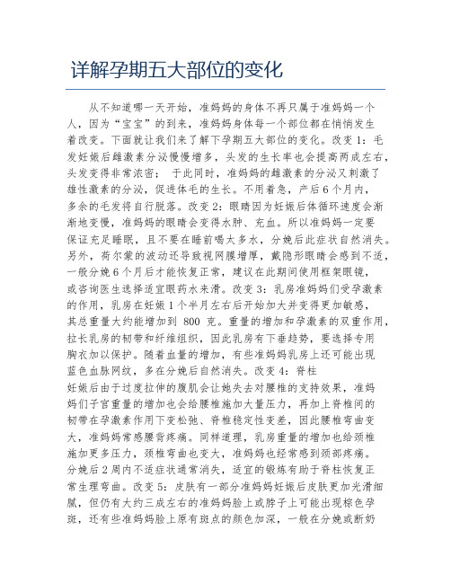详解孕期五大部位的变化