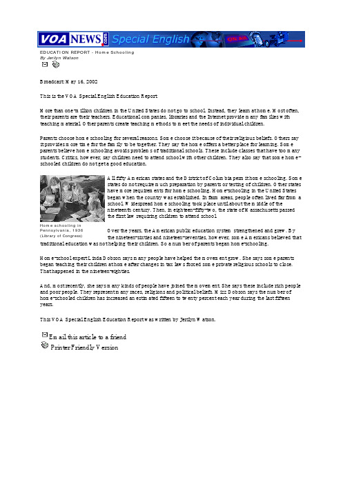 EDUCATION REPORT - Home Schooling