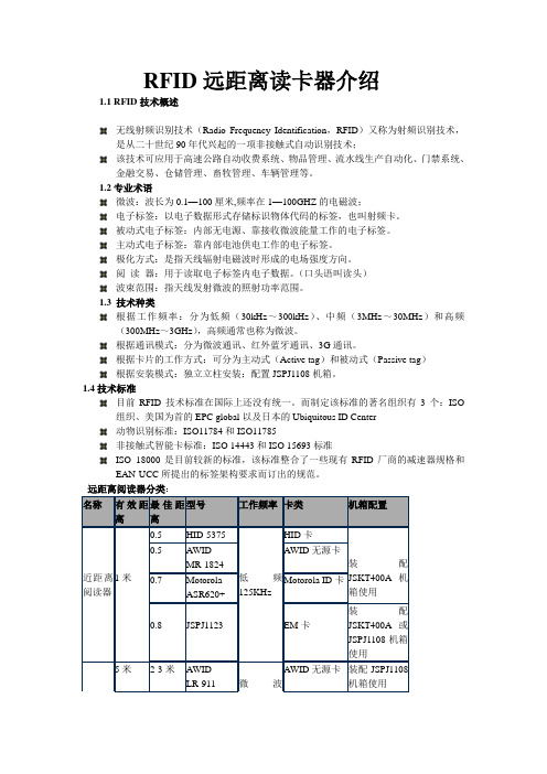 远距离读卡器技术参数对比