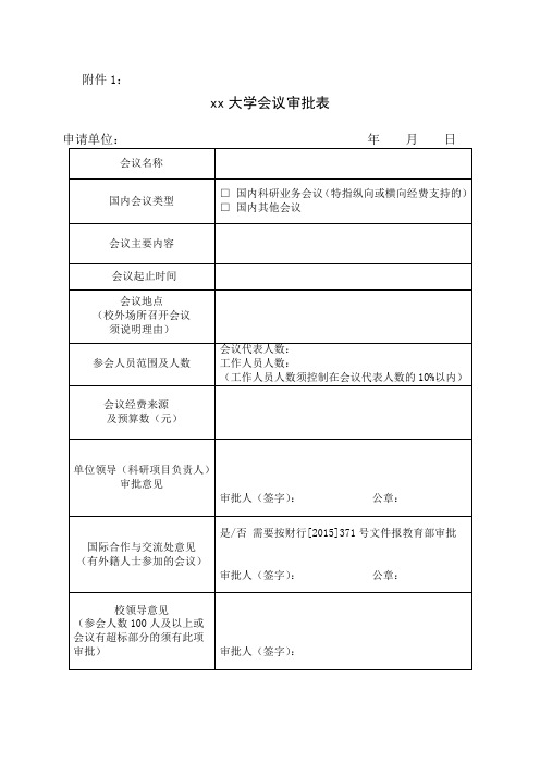 xx大学会议审批表